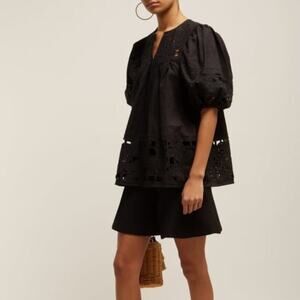 Zimmermann Juno Embroidered Balloon Sleeve Blouse